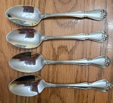 Oneida Ltd 1881 Rogers Arbor Rose True Rose 4 Teaspoons Stainless Flatware