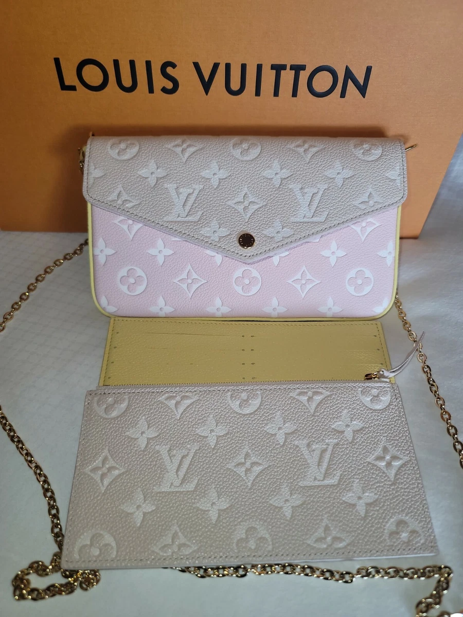 LOUIS VUITTON Empreinte Monogram CREME PINK YELLOW POCHETTE & 2 INSERTS NEW