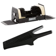 Jobsite Boot Scrubber with Boot Jack - Outdoor Shoe Scraper Cleaner Brush