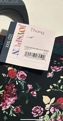 3 Pairs Joyspun Micro and  Lace Thongs Panties Size 3XL XXXL 22 Brand NEW - Picture 3 of 3