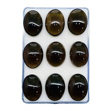9 Pcs Natural Smoky Quartz 22x17mm Huge Oval Cabochon Loose Wholesale Lot 212 Ct