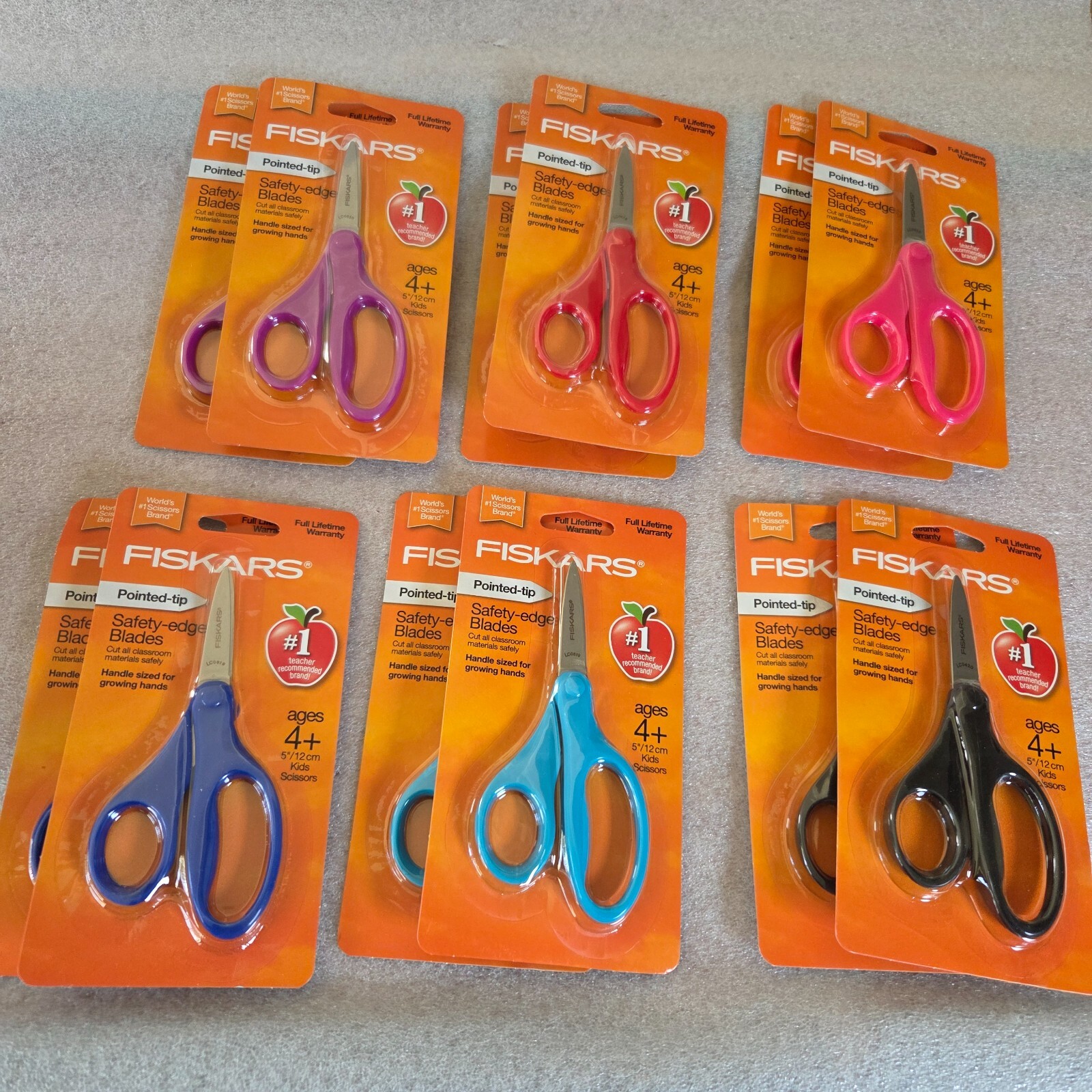 Fiskars Color Scissors 12 PAIR Fiskars Pointed-tip Scissors Safety Edge for Kids 5+ Assorted ...