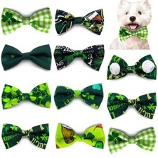 50Pcs St. Patrick's Day Removable Dog Bowtie Collars Clover Design Pet Products