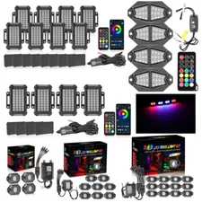 RGB LED Rock Lights Kit Offroad Truck Underbody Neon Pods Motorcycle Boat Truck
