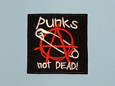 Rock Music Sew / Iron On Embroidered Patch:- Punks Not Dead (a)