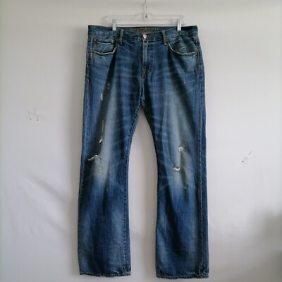 American Eagle Outfitters Womens Blue Distressed Denim Aeo Jeans Size 36/34