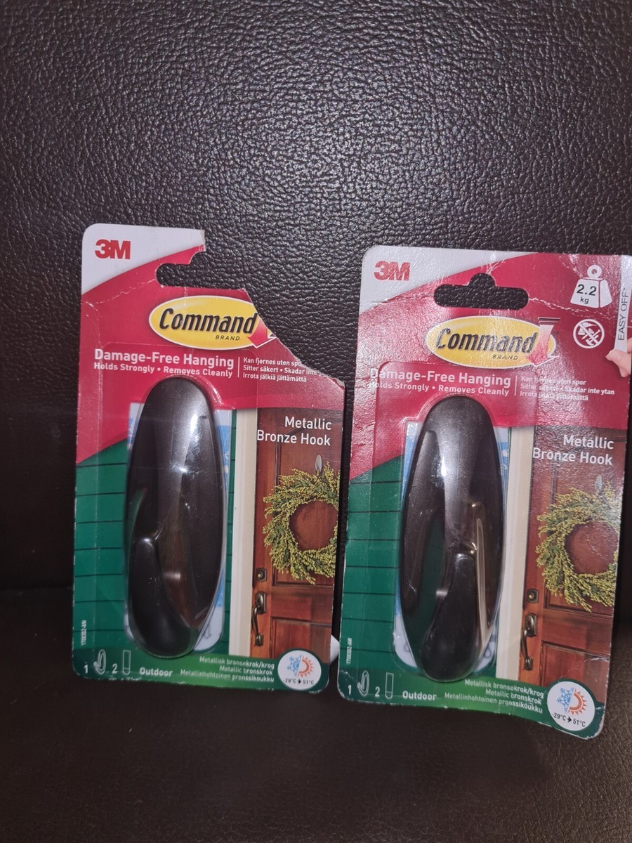 X 3M Command Strips Metallic Bronze Hook Outdoor Wreath Hanger