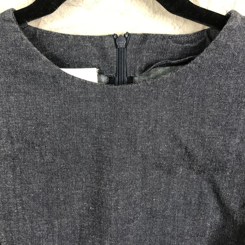 Vestido Akris Punto Mujer 10 Azul Denim Elastizado Volantes Dobladillo Crudo Femenino Informal Foto 3 de 4