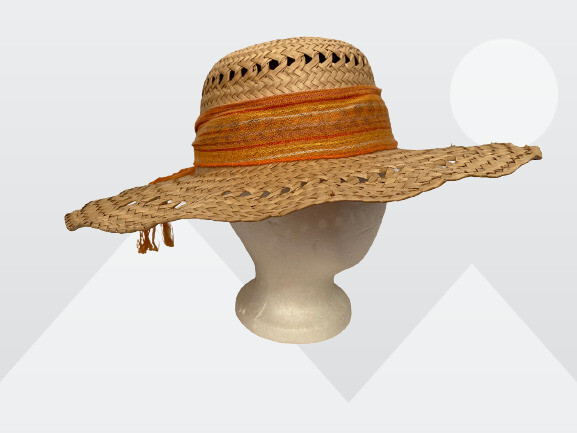 Woven wide straw hat Handwoven Sun Hat With Frayed Edge. Light Weight, Wide Brim  main image 4