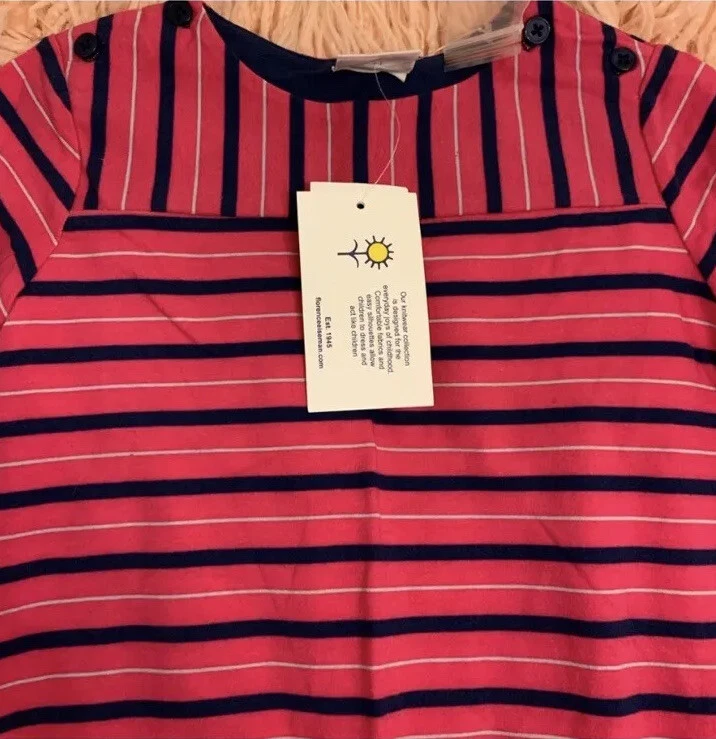 Nuevo con etiquetas Vestido Florence Eiseman Niñas Rosa-Azul Marino Rayas Talla 5 Foto 4 de 4