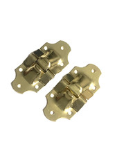 Antique Trunk Hinge With Built in Stop Brass Plated Pair