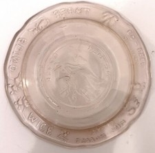 Tiara Indiana Vintage Glass Mother Goose Nursery Rhyme Child's Bowl saucer pink