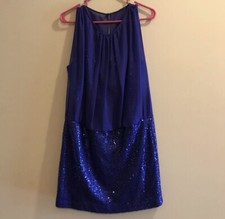 Adrianna Papell Royal Blue Sequin Dress Women’s Size 10 Chiffon Cocktail
