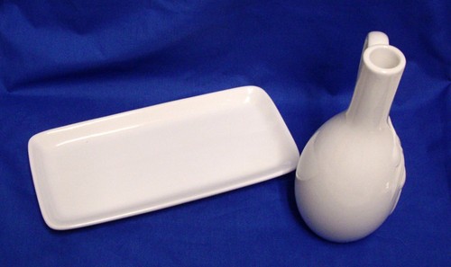 Tabletops Unlimited Blanca Dipping Oil Set 6 Piece White Embossed Olives - Picture 2 of 6