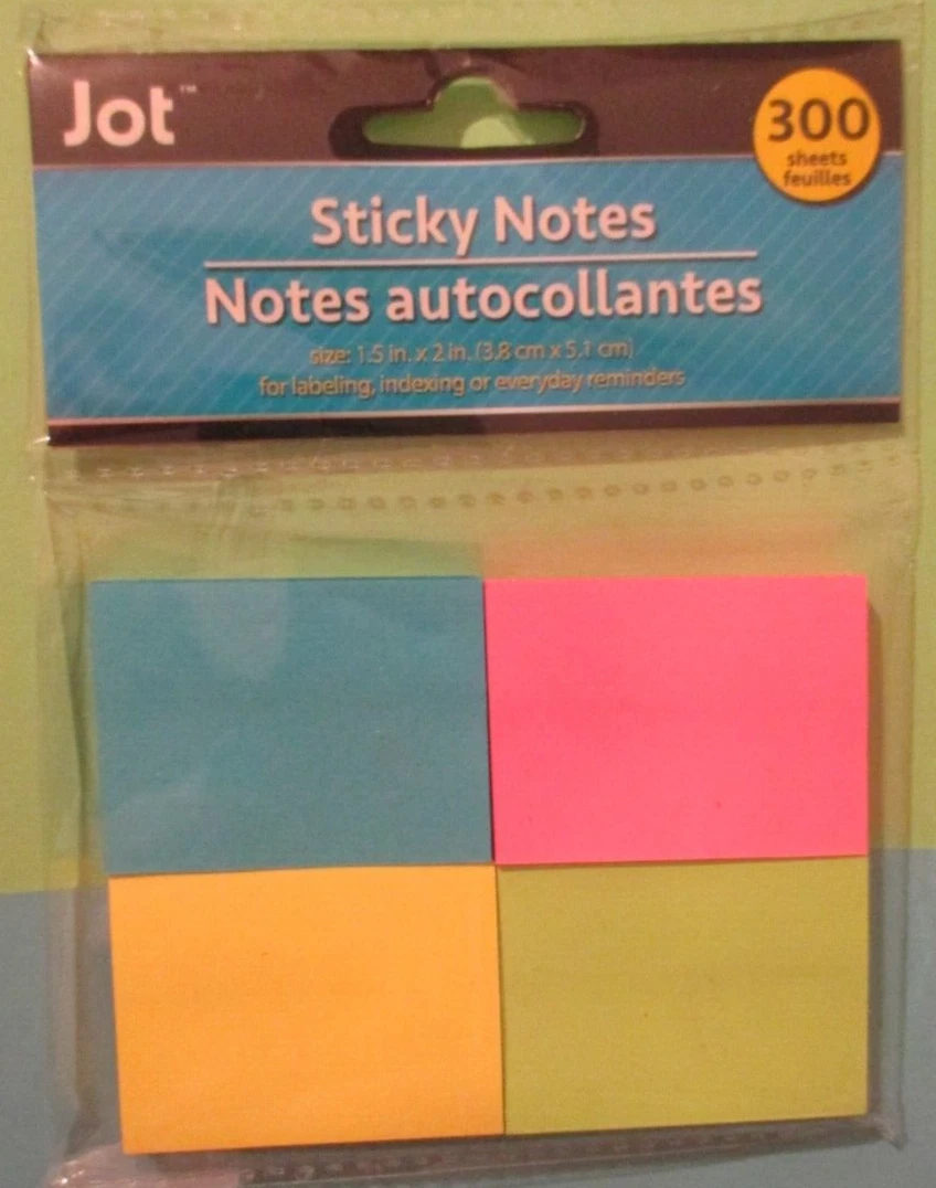 Pack of 4 - MINI Small 300 STICKY NOTEs - Blue + Green + Pink + Yellow -  1.5X2