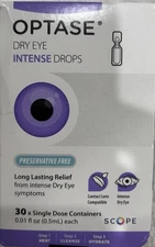 Optase Dry Eye Intense Drops. 30 Single Dose Containers. Exp 2/27. Free Shipping