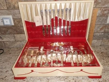 Vintage Oneida Community Plate Flatware Set in Box, 53 Pieces, Coronation