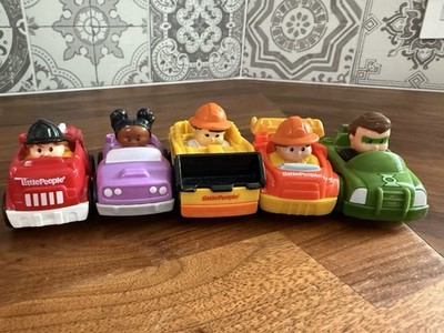 Fisher Price Little People Wheelies lot 5 cars Green Lantern Construction Fire