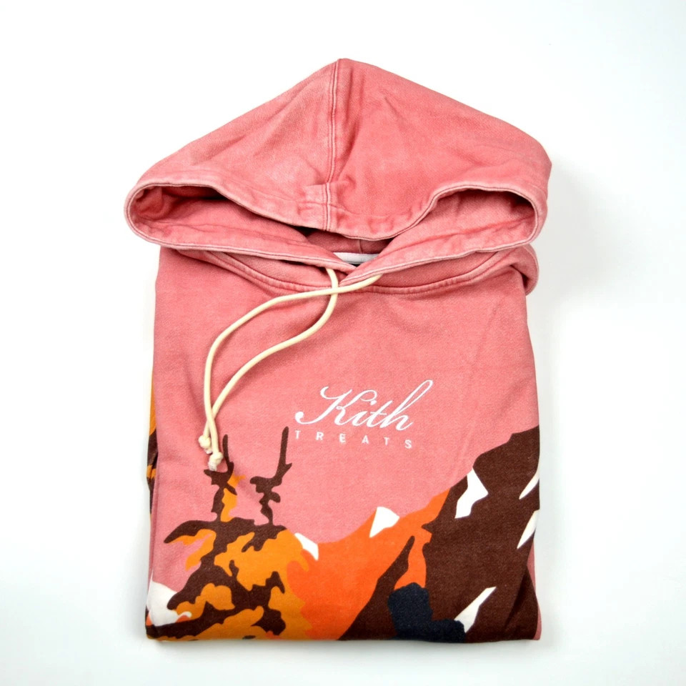 Sudadera con Capucha Kith Treats Campfire Para Hombre XLarge Rosa Pullover Algodón Elástico FW21 Foto 2 de 4