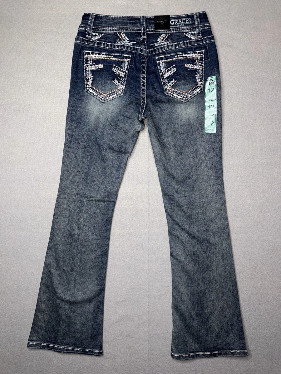 Jeans Grace In LA - Taille 25 X Longueur 32 - Coupe Bootcut, Basse - Brodé - Occasion Très Bon état