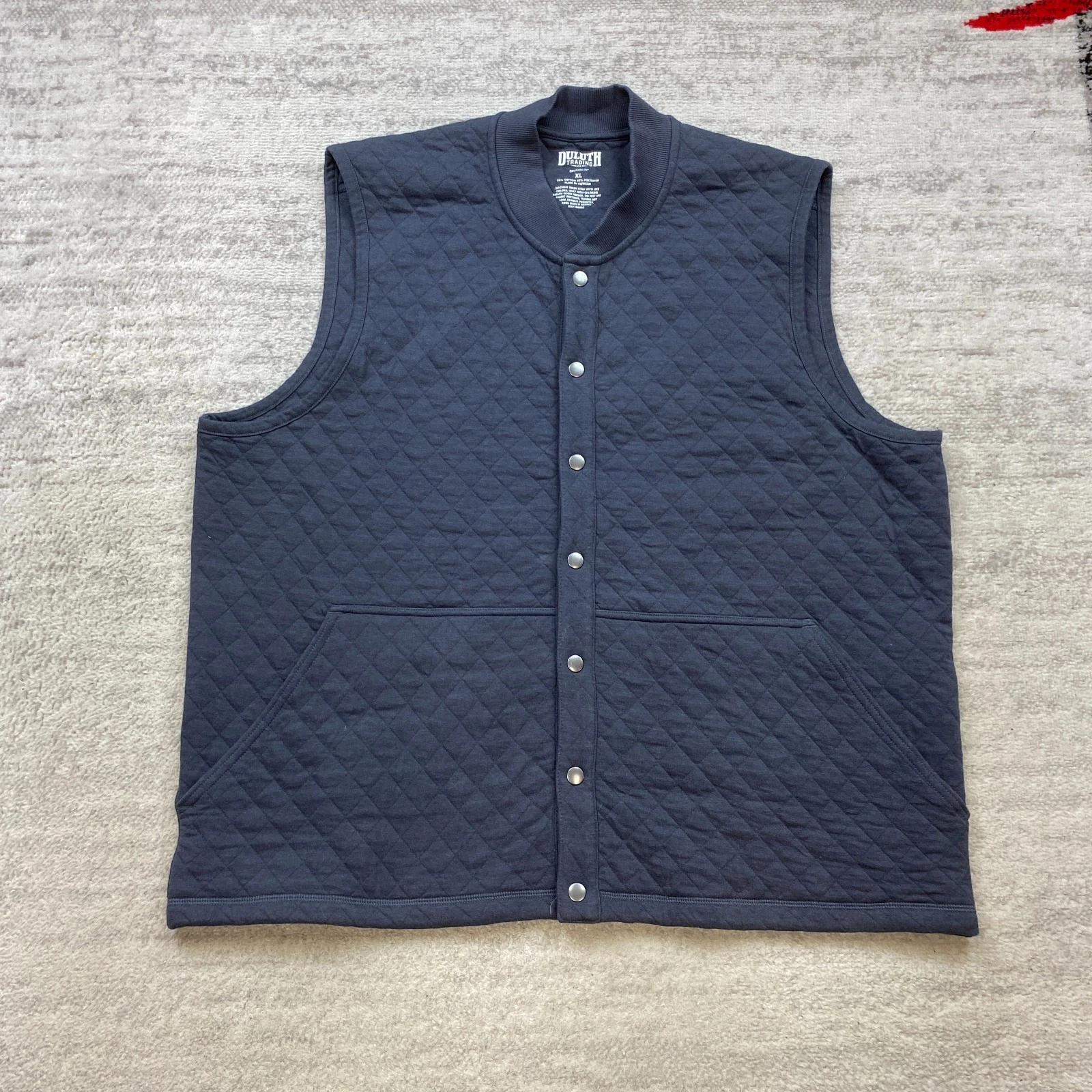 Duluth Trading Quilted Snap Vest Jacket XL Blue Outdoors Preppy Casual Hike Mens