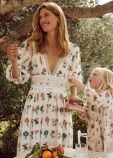Anthropologie Carla Embroidered Maxi Dress HTF Rare Size 14 Floral Deep V
