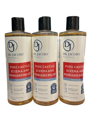 3 Dr. Jacobs Pure Castile Eczema Psoriasis Relief Body Wash Fragrance Free 16oz