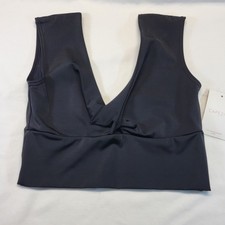 Capezio Carlotta Crop Top Black Vneckline Twist Front Scoop Wide Band Back SZ MA