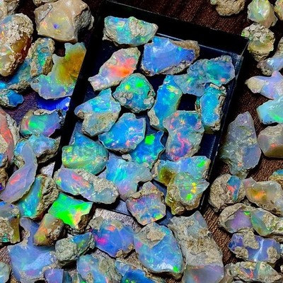 Cut Grade Opal Rough Lot AAA Grade 10 Pieces Large Size Ethiopian Welo Opal Raw