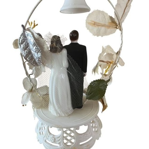 Vintage 1950s Wedding Cake Topper Floral Arch Bell - Picture 6 of 8