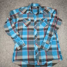 Vintage Wrangler Pearl Snap Shirt Men's XLT Check Long Sleeve 90s Western Cowboy