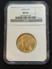 1932 $10 Gold Indian Eagle Coin NGC MS64 *Small Bag Mark At Neckline