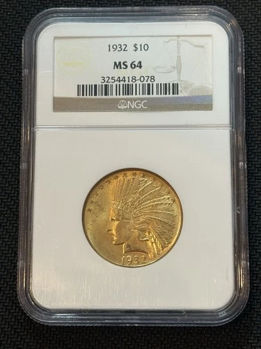 1932 $10 Gold Indian Eagle Coin NGC MS64 *Small Bag Mark At Neckline