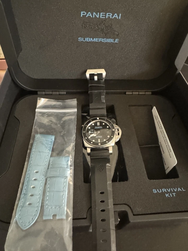 Correa de cocodrilo azul Officine Panerai 22 mm x 20 mm auténtica OEM Foto 3 de 4