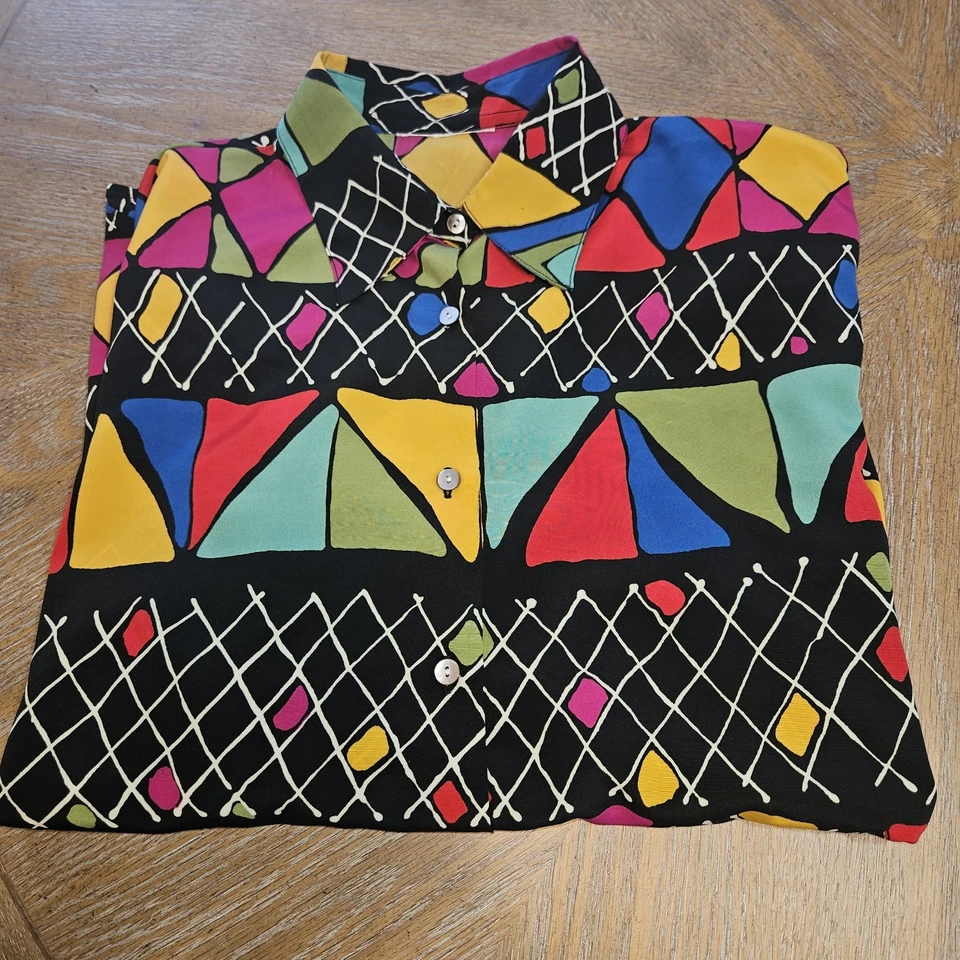 Blusa geométrica arte abstracto estilo Memphis vintage para mujer años 80 90 M/L Foto 2 de 4