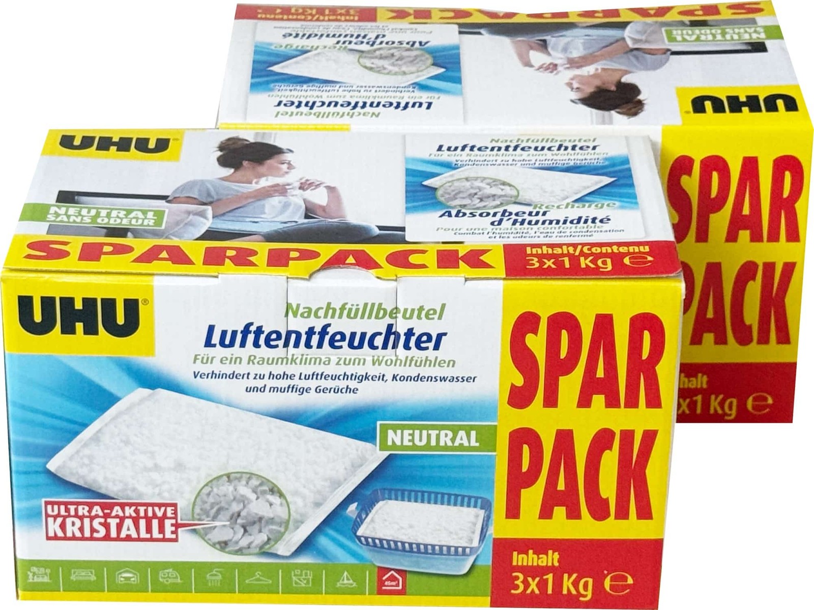 Uhu Luftentfeuchter Nachfüllbeutel Sparpack, 3 X 1000 G Sparpack Luftentfeuchter 4026700470406 - Image 4