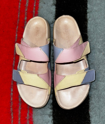 Ecco Cozmo Two Strap Sandals Comfort Slides Leather Ladies Size 38 / 7-7.5