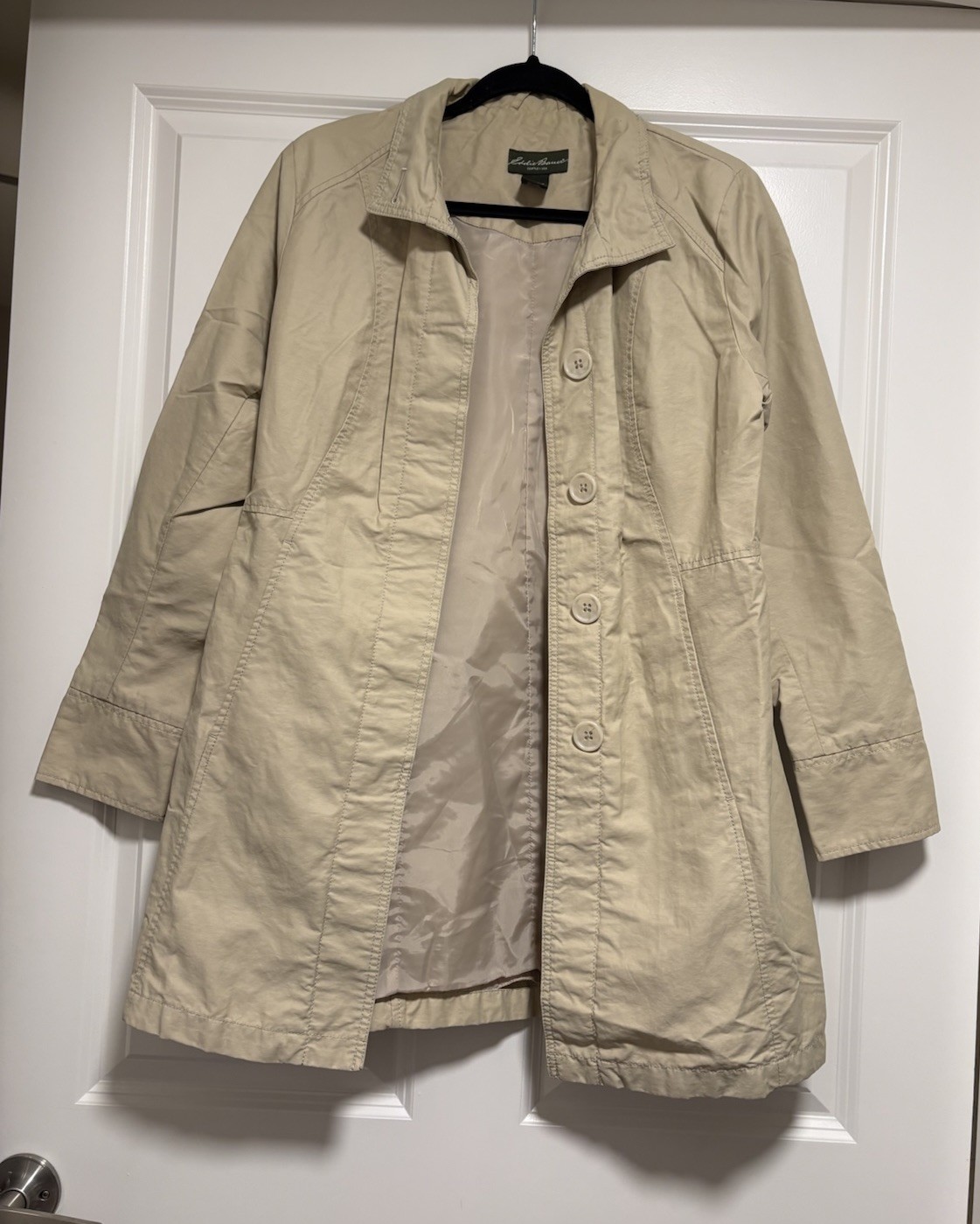 Eddie Bauer Beige Button Jacket Collared Lined Mi… - image 2