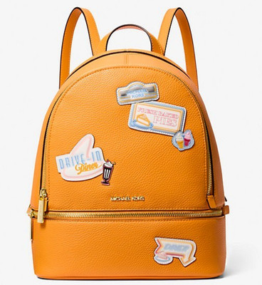 New Michael Kors Rhea Medium Embellished Backpack Pop Orange