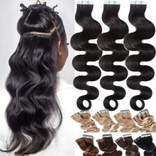Invisible Tape In 100 Remy Human Hair Extensions Skin Weft Body Wave  Straight