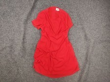 Sezane fait avec amour Midi dress Red with a cutout back buttons short-sleeved
