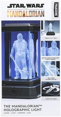 Star Wars The Mandalorian Holographic Light   Din Djarin & Grogu 3D Crystal Disp