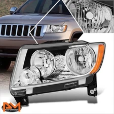 For 11-13 Jeep Grand Cherokee OE Style Driver Side Chrome Amber Headlight/Lamp