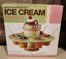 Boston Warehouse 2005 - 16 Piece Ice Cream Carousel Set NOS Read Description