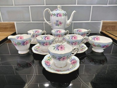 Foley E. Brain Bone China CORNFLOWER komplettes Kaffeeservice - Kanne Tassen Untertassen etc.
