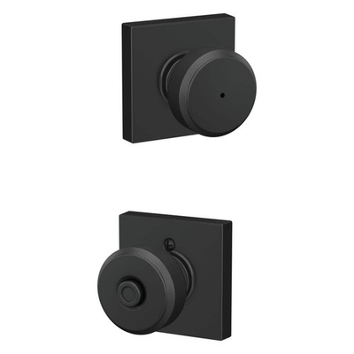 #ad Schlage Bowery Matte Black Privacy Bed Bath Door Knob with Collins Trim $24.95