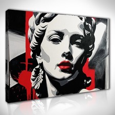 Quadro Donna Stile Pop Art Dipinto a Mano su Tela Design Moderno Arredo Salone