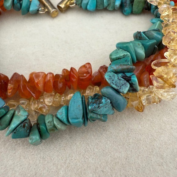 Gemstone Statement Bracelet Turquoise Carnelian C… - image 5