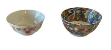 Lot  2 Vintage Chinese / Japanese Bowls Oriental Pattern Stamped