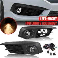 For 2016 2017 2018 Honda Civic Sedan Front Bumper Pair Fog Lights Lamps w/Cover